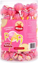 Hirsch - Super Bubble Lolly - Strawberry/Banana - Silo - 100 Stuks - Lollie