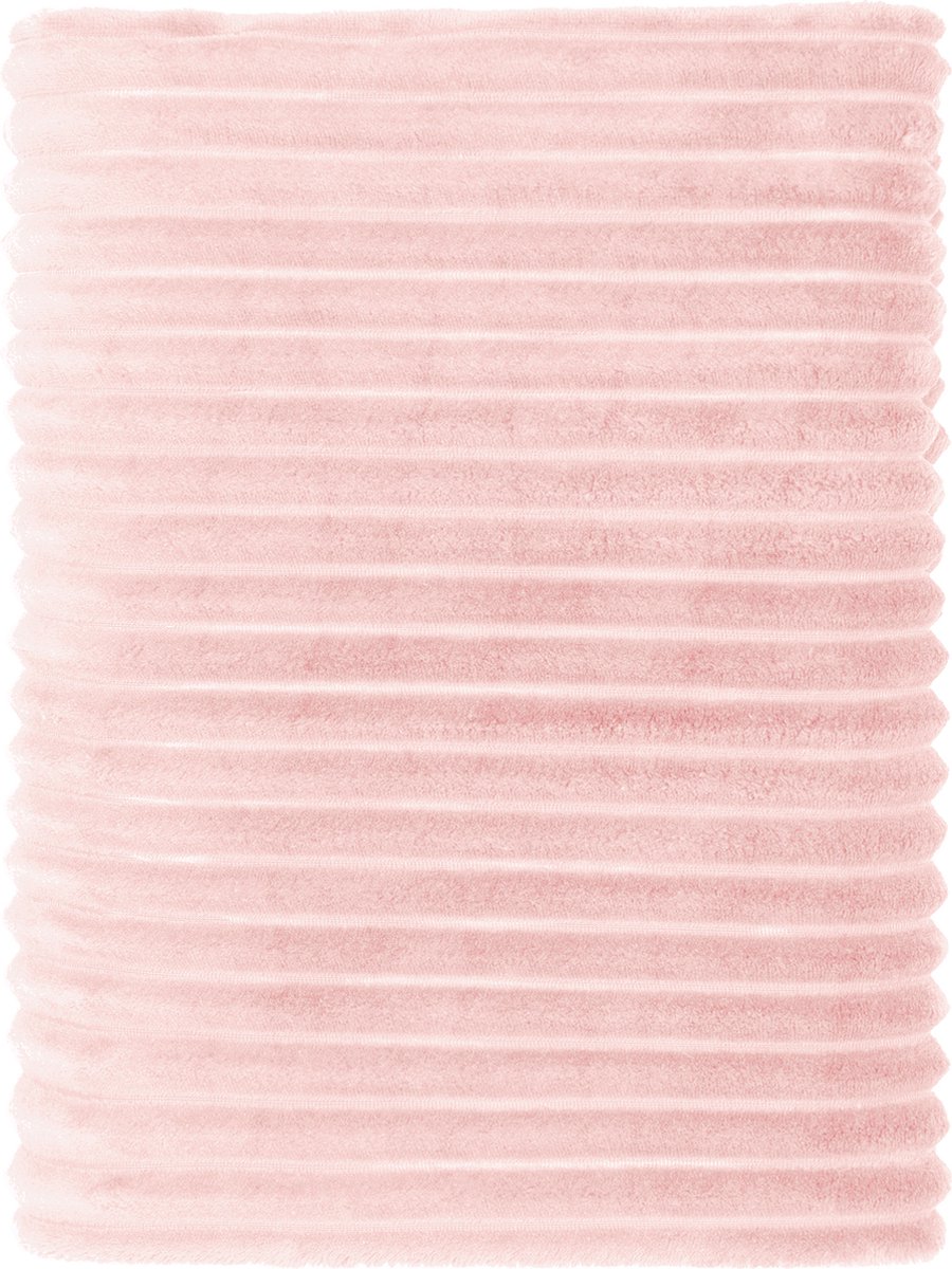 Mistral Home - PLAID - recycled flannel - 130 x 170 cm - effen kleur - roze- Duurzaam
