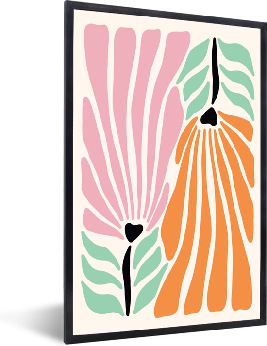 Cadre photo avec affiche - Fleurs - Bohème - Pastel - Abstrait - 40x60 cm - Cadre pour affiche - Décorations de Noël - Décoration de Noël pour l'intérieur - Noël