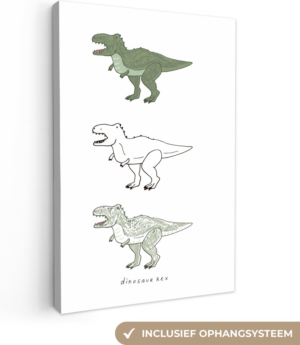Toile enfant 'Dinosaure' vert - 40x30 cm - [A0721]