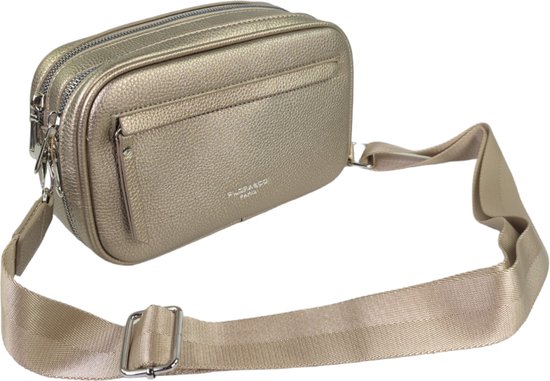 Flora&Co - Paris - Crossbody handtas - 2 vakken met rits - instelbare riem - goudkleurig