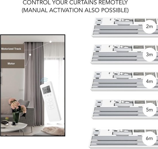 ABALON Perfect Wave Gemotoriseerde Gordijnrail, Wifi Motor Compatibel Met Alexa Google Home En De Tuya Smart Mobiele App Afstandsbediening Breedte Tot 3 Meter Wit 2724105683