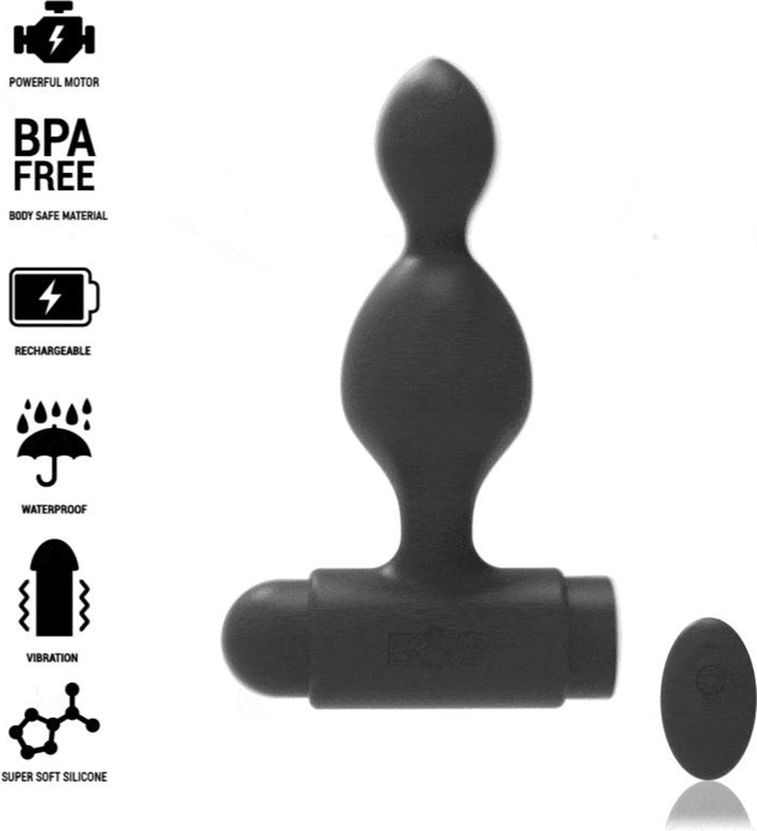 BLACK and SILVER | Black and silver - Tucker Petit Anal Plug Silicone Remote Control