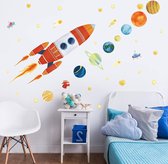 Stickers Muraux Espace Planète Autocollants Muraux Mural Stickers  Astronaute Étoiles Fusée pour Chambre Enfants Garçon Bébé