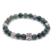 Fortuna Beads – Energy Mos Agaat – Kralen Armband – Heren– Groen – 18cm