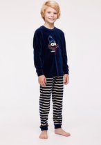 Pyjama Jongens Woody Strepen Broek Velours - Donkerblauw