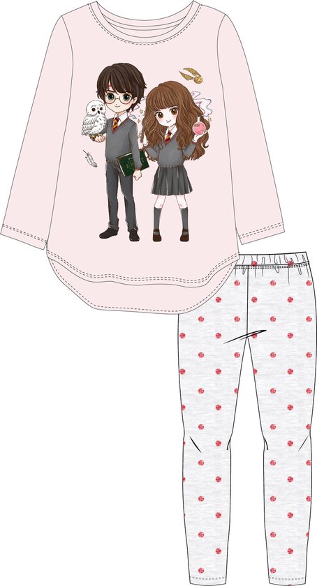 Harry Potter en Hermione pyjama katoen roze/grijs maat 104