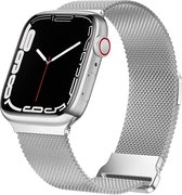 By Qubix geschikt voor Apple watch Milanese band - Zilver - Extra sterke magneet - Geschikt voor Apple Watch 42mm - 44mm - 45mm - 49mm