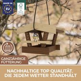 Vogelhuisje om op te hangen, hout, 19 x 19 x 15 cm, van FSC-hout, top EU-kwaliteit, weerbestendig, ideaal voor tuin en balkon, met robuust touw, mooi voederhuisje voor vogels