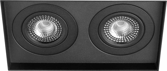 Ledmatters - Inbouwspot Zwart - Dimbaar - 2 x 5 watt - 1020 Lumen - 2700 Kelvin - Warm wit licht - IP44 Badkamerverlichting
