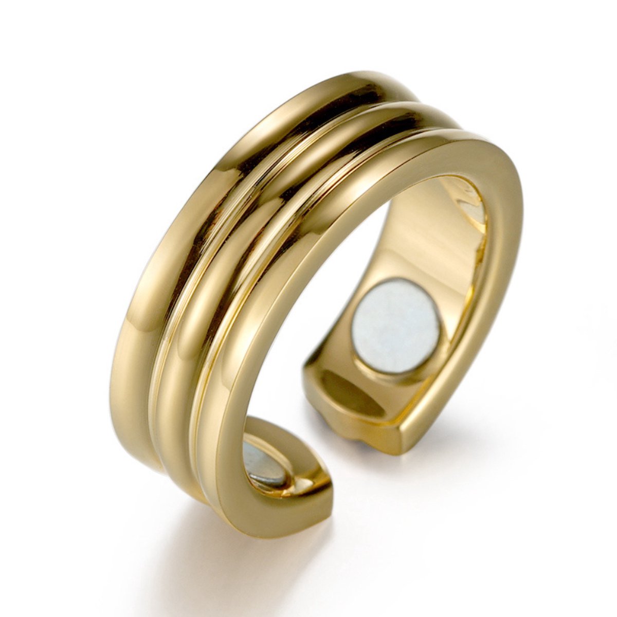 MAGNETOX - Helende Ring 'Rosie' - Magneet Ring - Gezondheidsring - Magnetische Ring - Roestvrijstaal (RVS) - Goud - Dames - 54mm