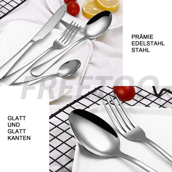 Bestekset – 24 delig bestek – zilverkleurig – mat – 6 persoons – vork mes lepel