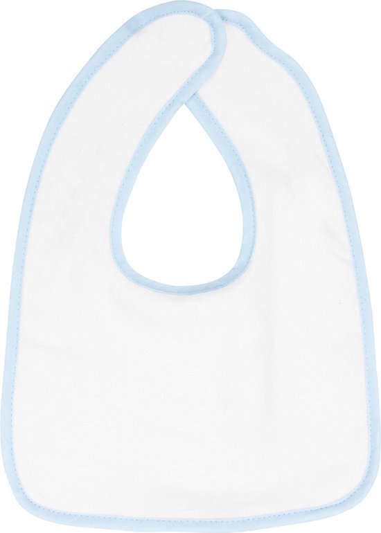 The One Towelling Baby Slab - 26 x 37 cm - 5 Stuks - Voordeelverpakking - Slabbetjes - 100% Katoen - Klittenband sluiting - Wit/Blauw van The One — afbeelding 2