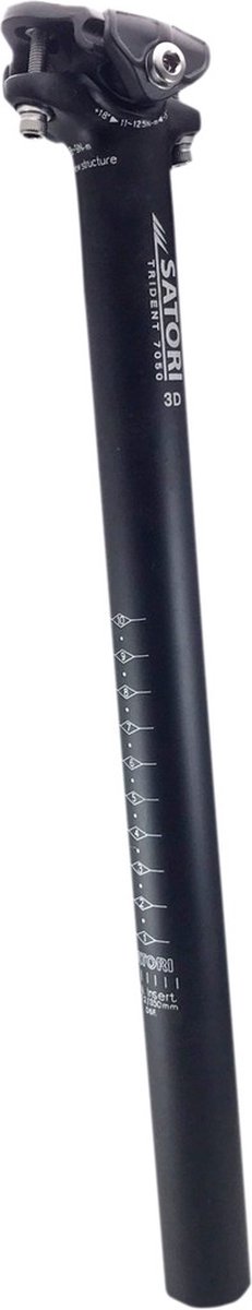 Satori Zadelpen Trident 31.6x350mm Aluminium - Mat Zwart Setback
