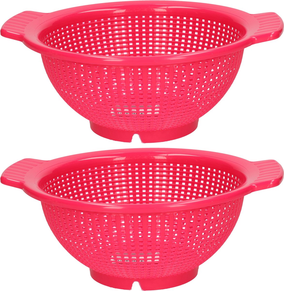 Plasticforte Keuken vergiet/zeef - 2x - kunststof - D23 x H10 cm - fuchsia roze