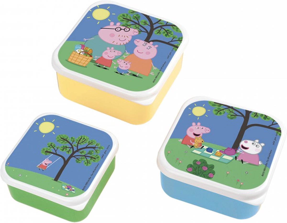 Lunchbox Peppa Pig 3 in elkaar 12/12/5 cm