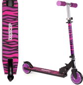 Bopster - kinderstep - roze strepen design - inklapbaar - 2 wielen - met hielrem - in hoogte verstelbaar stuur