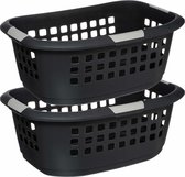 5Five Wasmand extra groot - 2x - antraciet - kunststof - 51 liter - 67 x 47 x 27 cm