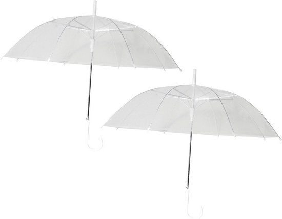 Chaks Bruidsparaplu/trouwparaplu - 2x - transparant - wit - polyester - D81 cm