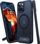 Torras geschikt voor iPhone 15 Plus Kickstand MagSafe compatibel hoesje - Doorzichtig Mat Zwart