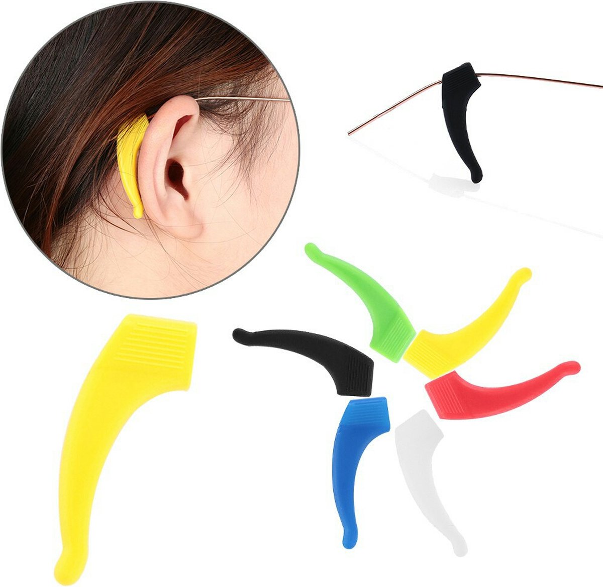 Heveer Patins Antidérapants Pour Lunettes - Crochets D'oreille Et Adhésifs Réglables