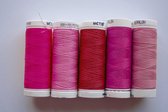 Set van 5 kleuren naaigaren roze - roze stikzijde voor naaien en naaimachines