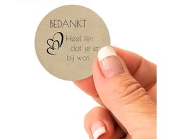 Kraft stickers bedankt dat je er was 48 stuks 4 cm - Trouwen feest Bruiloft