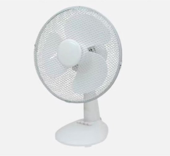 Tafelventilator 30 cm wit Kinzo 35W met 3 snelheden en zwenkfunctie voor kantoor en thuis