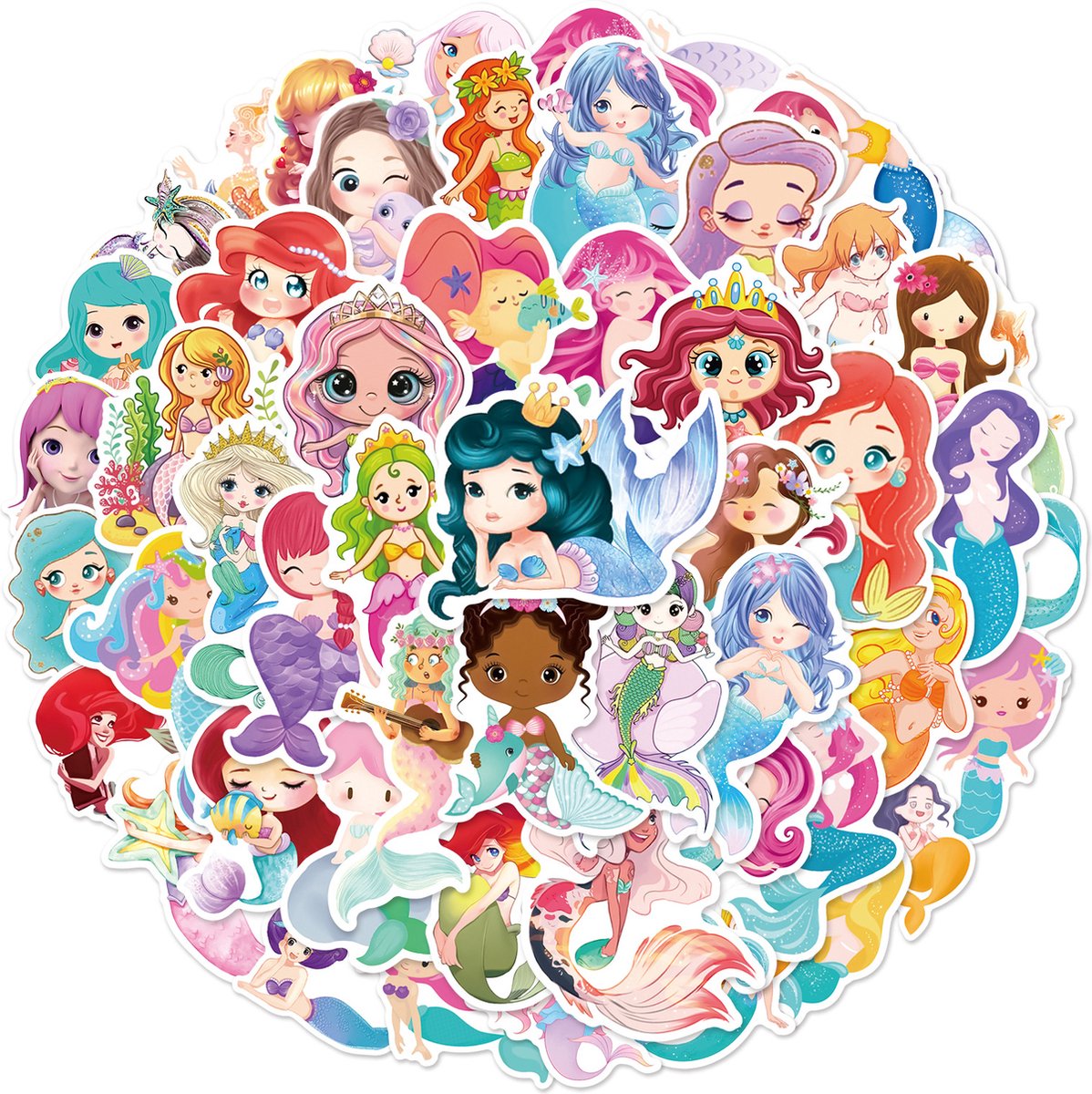 Zeemeermin Stickers voor kinderen - 50 stuks - 4x6CM - Sprookjes/Onderwater wereld/Oceaan