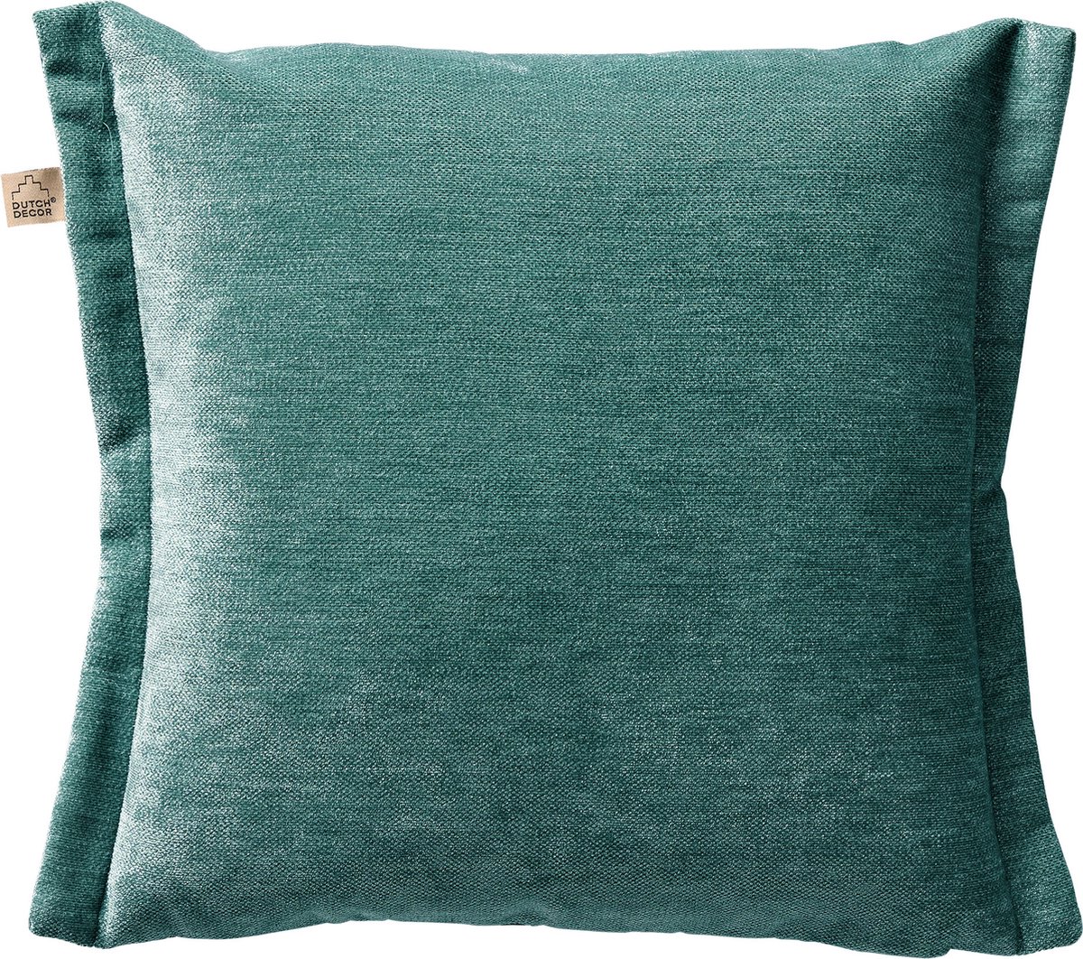 Dutch Decor LEWIS - Kussenhoes 45x45 cm - fluweel - met sierrand - Sagebrush Green - groen - met rits - zonder binnenkussen Blauwgroen