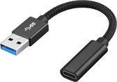 USB 3.0 Male naar USB-C female - adapter connector kabel - 15 cm - Zwart - Provium