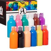 Monalisa acrylverfset 12x110ml (1320 ml) (6x pastel (chalky) + 6x neon), 100% NIET-TOXISCH, dekkende, waterdichte, lichtechte, hoog dekkende acrylverf, sneldrogend voor schilderen, hout, canvas, glas