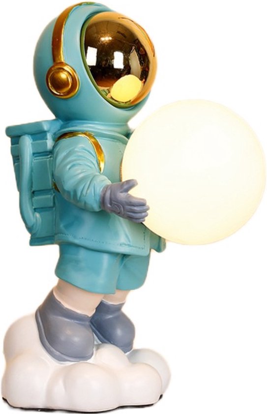 Cozella® - Astronaut Lamp USB - Bureaulamp - Tafellamp - Nachtlamp - Decoratieve Lamp - Nachtlampje - Leeslamp - Blauw - Groot