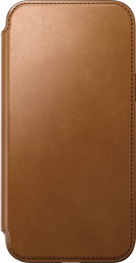 Nomad Modern Leather Folio - Book cover hoesje voor iPhone 15 Pro Max - Nomad leder - Geschikt voor MagSafe en draadloos opladen - Bruin