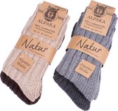 BRUBAKER 4 Paar Sokken van Alpacawol – Grijs en bruin – Wollen Alpaca Sokken – Warme Sokken - Huissokken - Thermosokken - Wintersokken - Maat 43-46