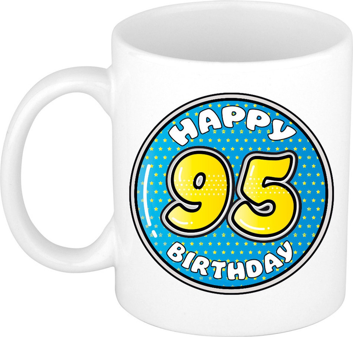 Bellatio Decorations Verjaardag cadeau mok - 95 jaar - blauw - 300 ml - keramiek