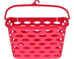 Plasticforte Wasknijpers ophang mandje aan haak - 26 x 15 x 21 cm - fuchsia roze - kunststof