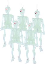 Horror skeletjes - 50x - glow in the dark - hangend - 14 cm - Halloween decoratie