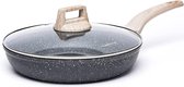 Koekenpan 26 cm met deksel, pan met duurzame antiaanbaklaag, diepe koekenpannen voor alle soorten fornuizen, inclusief inductiepan