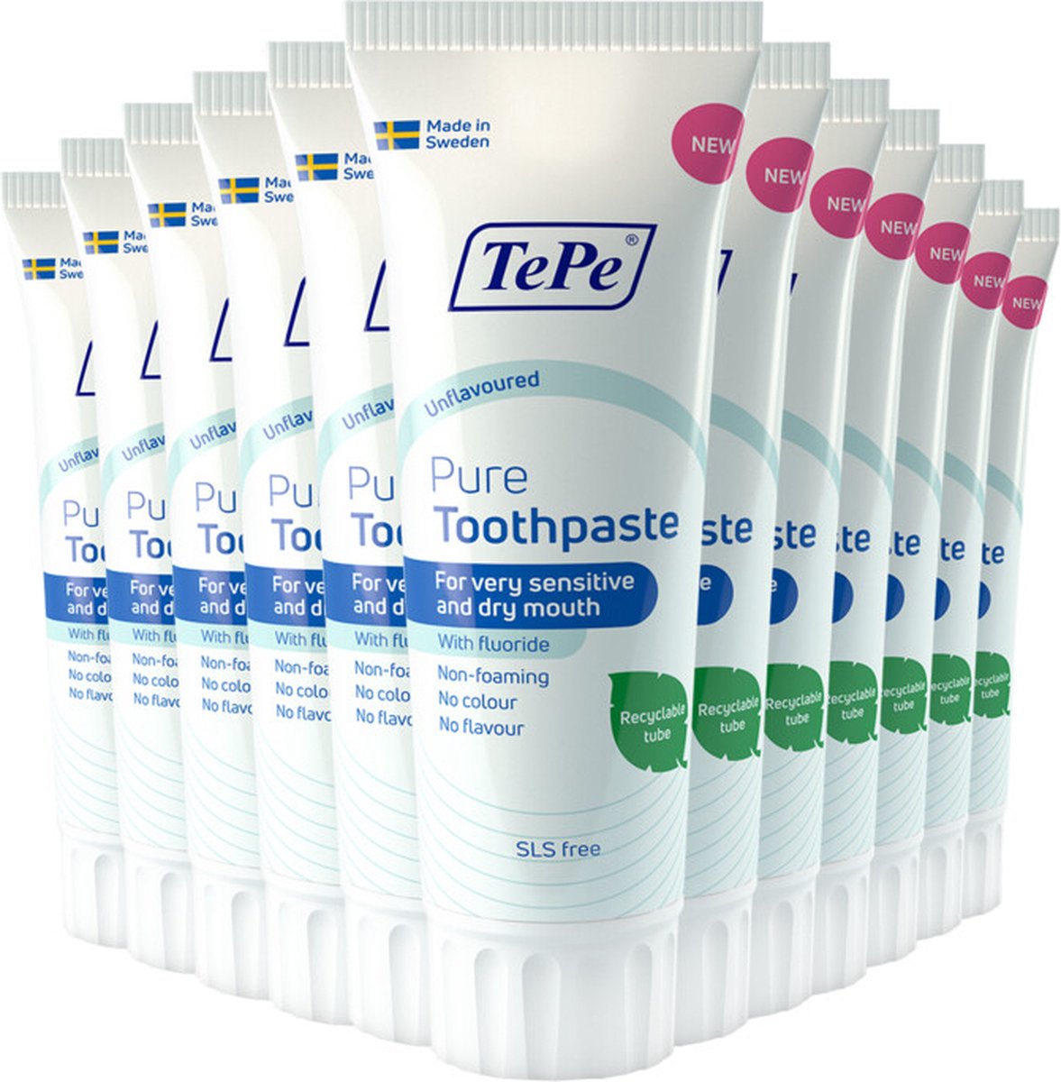 TePe Tandpasta Pure Unflavoured - 12 x 75 ml - Voordeelverpakking
