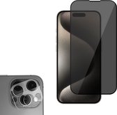 Privacy Screenprotector geschikt voor iPhone 15 Pro Max + Beschermglas Camera Lens - Privacy GuardCover
