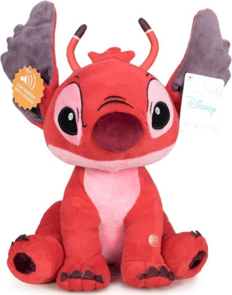 Disney Lilo & Stitch Leroy Pluche Knuffel (Rood) + Geluid 25 cm {Disney Plush Toy Speelgoed knuffeldier knuffelpop voor kinderen jongens meisjes lilo en stitch angel leroy pratende knuffels}