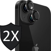 Camera Lens Screen Protector geschikt voor iPhone 15 - 2x Gehard Glas Screenprotector GlassGuard Zwart