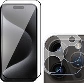Screenprotector geschikt voor iPhone 15 Pro Max & Camera Lens Protector - Gehard Glas Screen Protector FullGuard