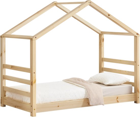 Kinderbed Lynette - Houten bed - Huisbed - Met bedbodem - 80x160cm - Hout - Voor kinderen - Voor meisjes - Voor jongens