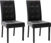 Set van 2 stoelen VILLOSA - Zwart kunstleer - Poten van zwart hout L 48 cm x H 100 cm x D 61 cm