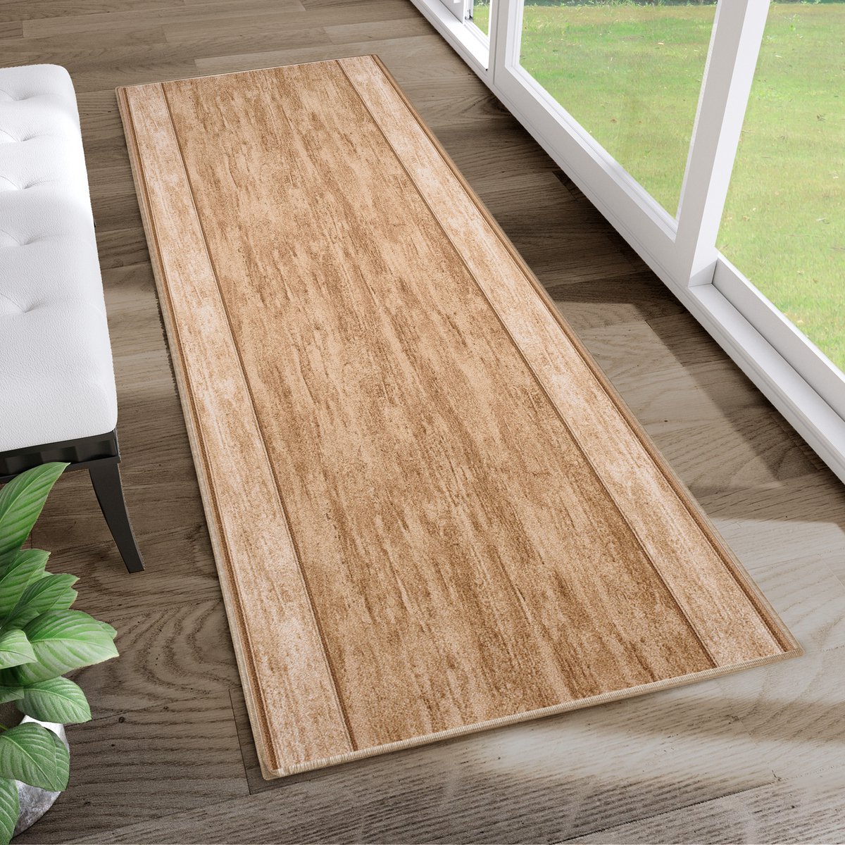 Tapiso Antislip Rubber Lichtbeige Gang Woonkamer Rubbermat Tapijt Maat- 80x1300