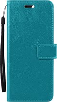 Hoesje Geschikt voor iPhone 15 Hoes Bookcase Flipcase Book Cover - Hoes Geschikt voor iPhone 15 Hoesje Book Case - Turquoise