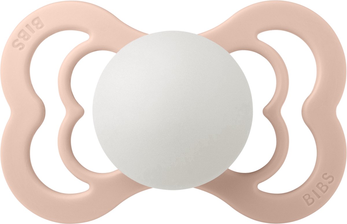 Goedkoopste BIBS Supreme Fopspeen - Maat 1 0-6 maanden - Latex – Glow in the dark Blush