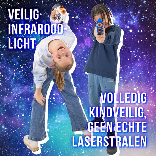 KidsFun Lasergame Set - 2 Space Laserguns 1 Projector - Indoor En Outdoor Lasergame Plezier Voor 2 Spelers 8719979106089